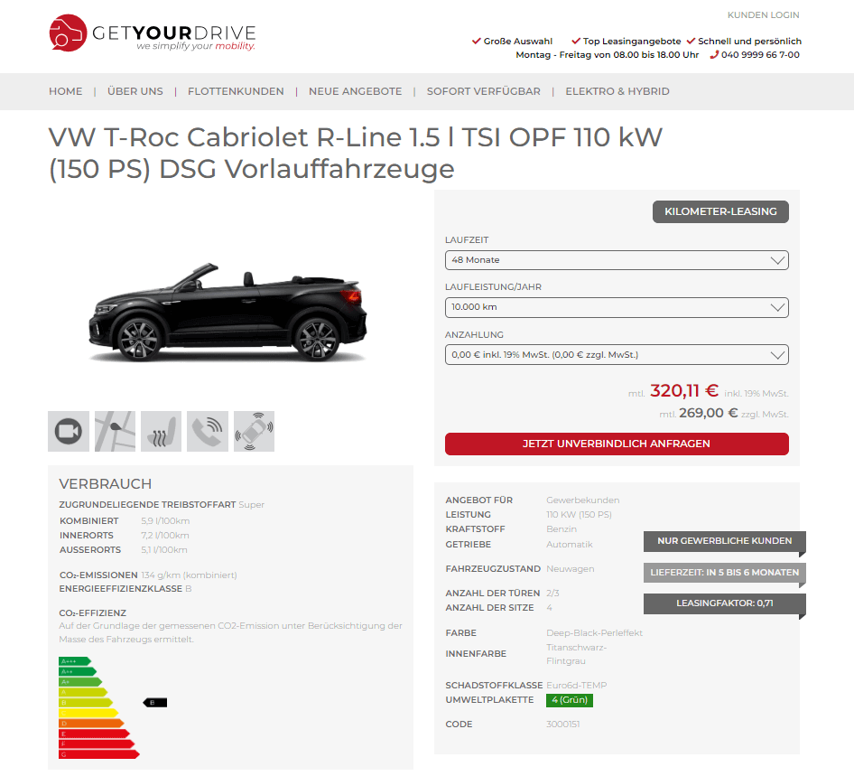VW T-Roc Cabrio als Kaufdeal für 39.999€ brutto - ntv Autoleasing