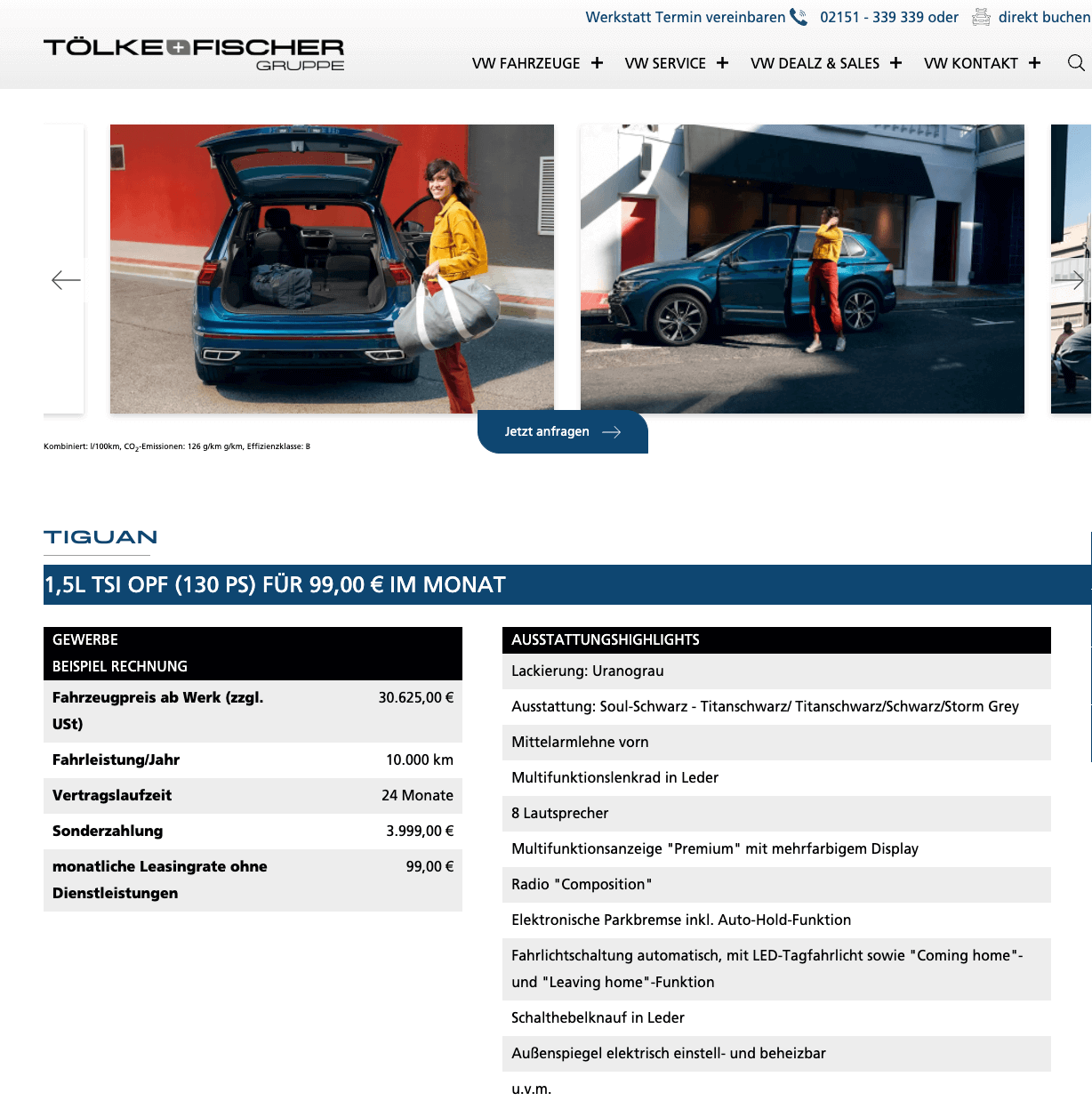 VW Tiguan im Leasing für 99 Euro im Monat netto - ntv Autoleasing