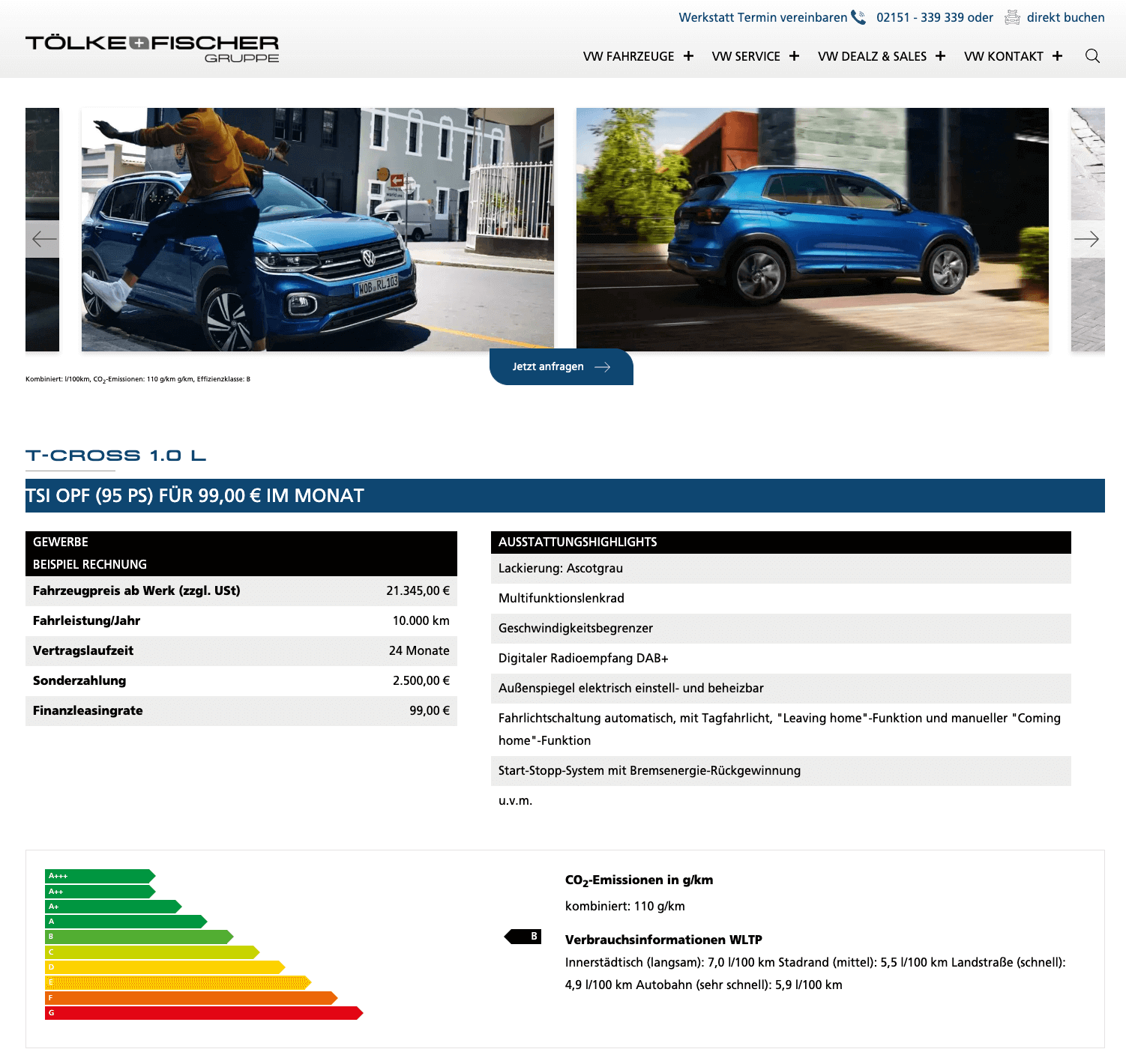 VW T-Cross im Leasing für 99€ im Monat netto - ntv Autoleasing