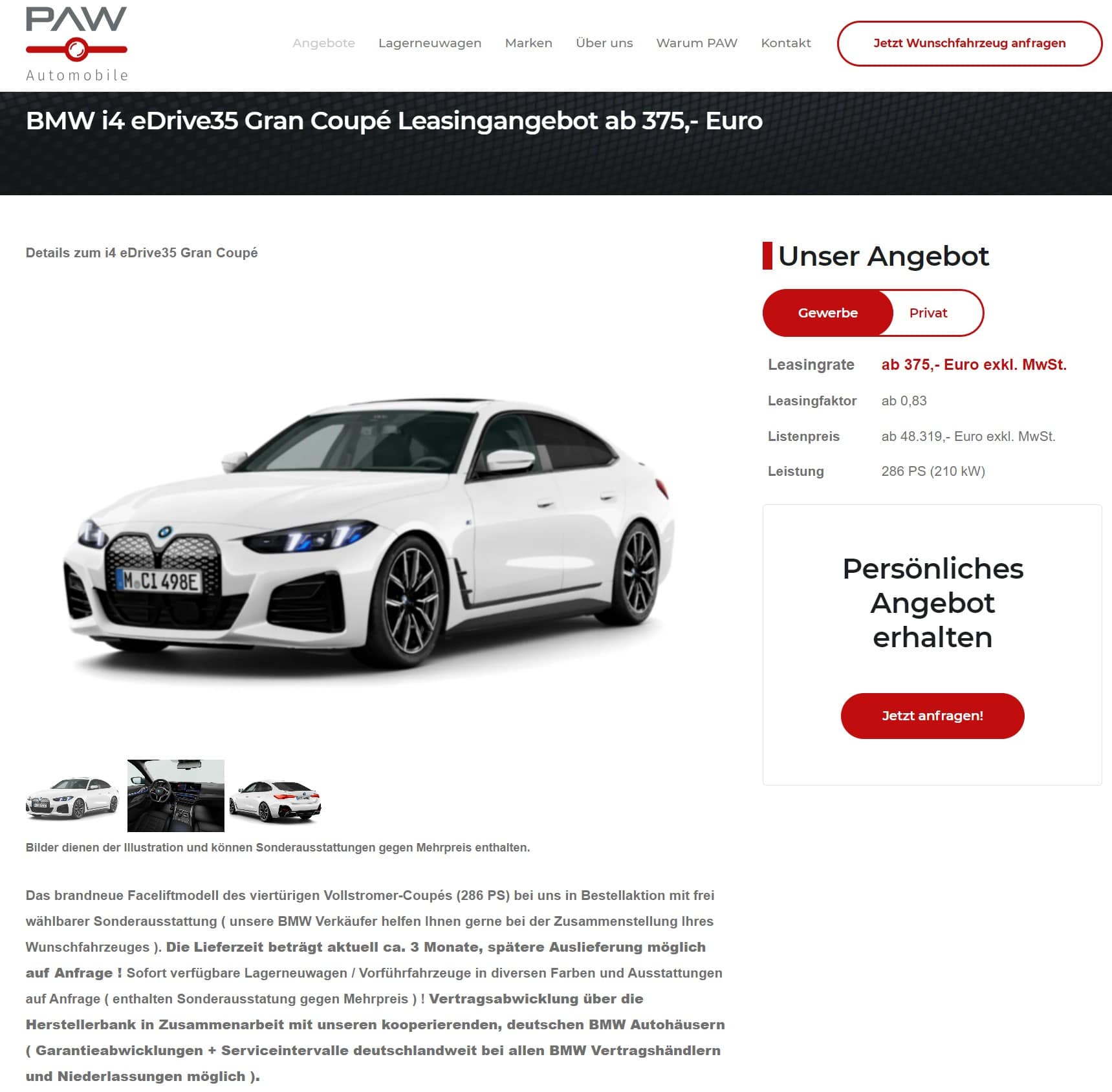 BMW i4 Gran Coupé im Leasing ab 375 Euro im Monat netto - ntv Autoleasing