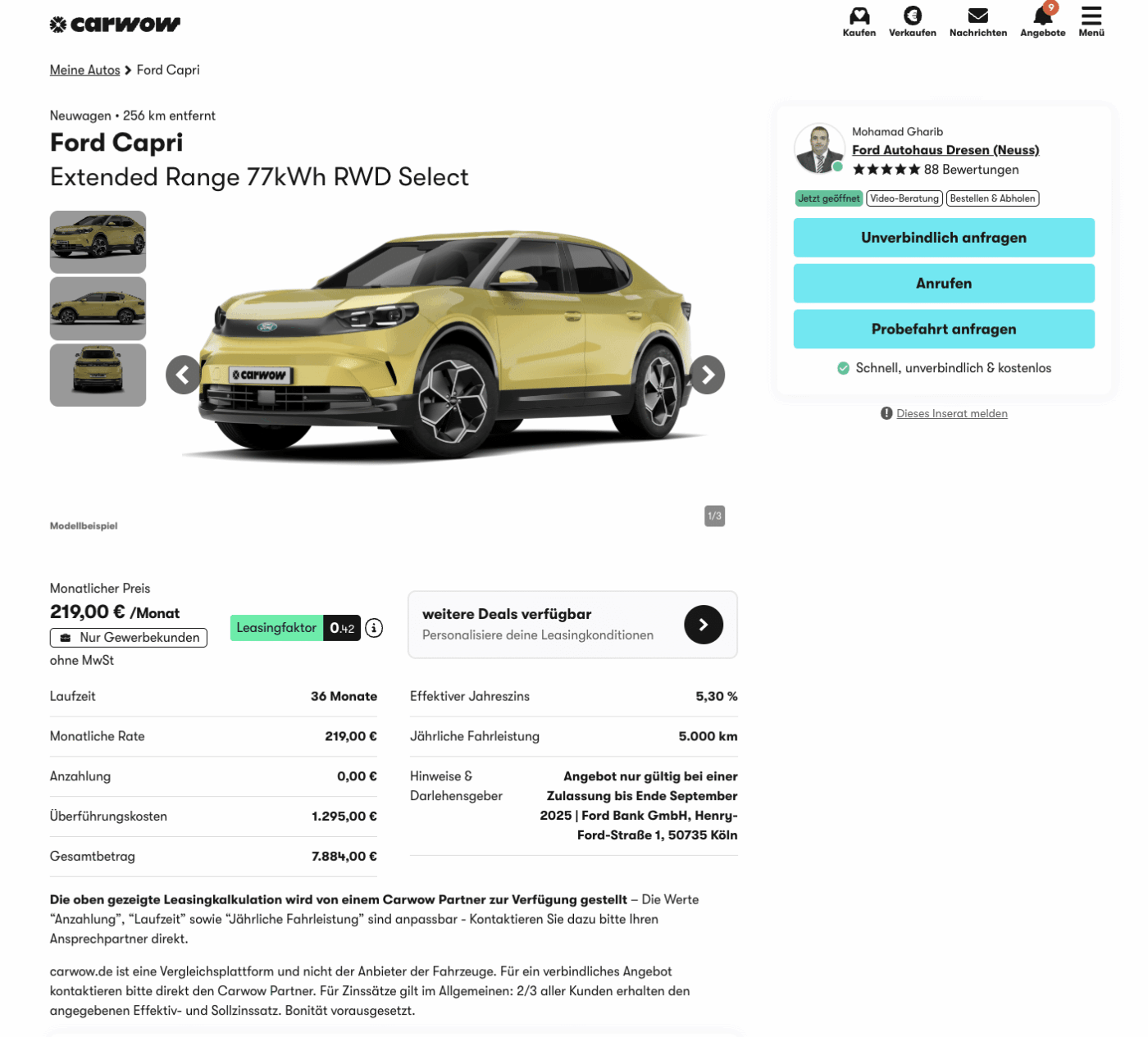 Leasing Auto Sofort Verfgbar